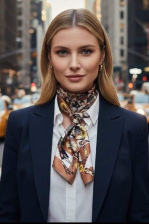 Endless Brunmønstret silke/viskose skjerf