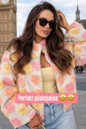 Lecoco Rose 'Amy' blomstret fleece jakke