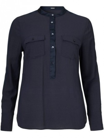 Gustav Denmark Marine viskose bluse med brystlommer
