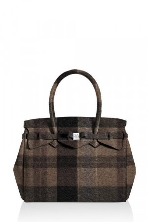 Save My Bag Wool brown rutet ‘Petite Miss’ veske