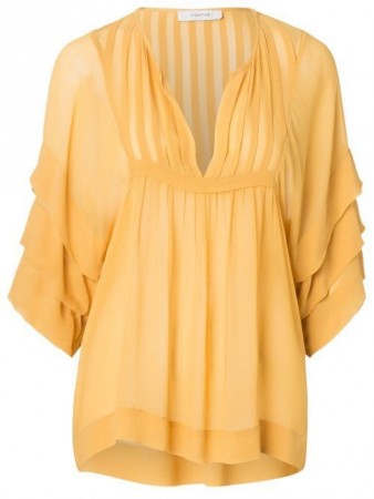 Munthe Gul viskose bluse med 3/4 erm
