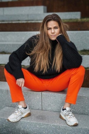 Cambio Sunny orange ‘Pina’ 5-pockets bomullsbukse