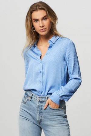 Fabienne Chapot riad blue 100% viskose 'Lot Blouse' skilpaddemønstret skimret skjorte