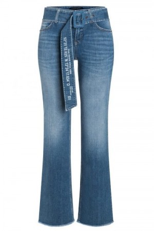 Cambio Trendy og supermyk wide leg jeans med belte