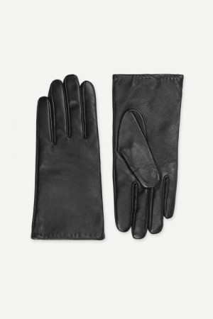 Samsøe Samsøe Sorte 'Polette Glove' hansker i lammeskinn