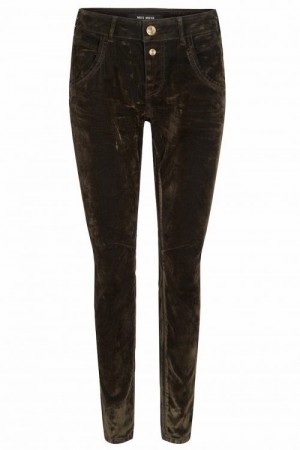 Mos Mosh Armybrun 'Jamie Velvet' denimvelour bukse