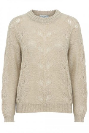 Dear Dharma Beige kabelstrikket 'Flora' genser