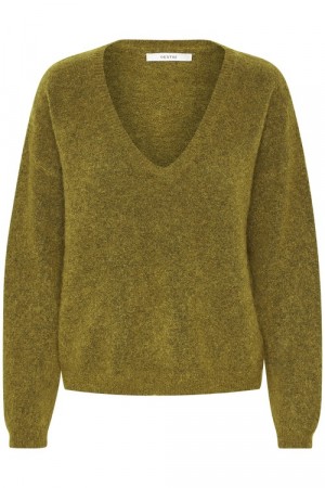 Gestuz Syrlig mosegrønn mohairmix 'Debbie V-neck' genser