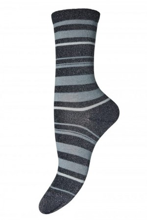 Mp Denmark Blåstripet 'Ankle Elisa' glitter sokk