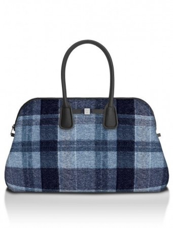 Save My Bag Wool blue rutet ‘Principe’ weekendbag
