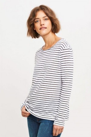 Samsøe Samsøe hvit med sorte striper 'Nobel Ls Stripe' longsleeve topp