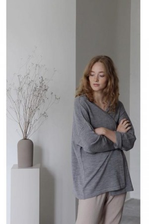 Gai+lisva Nougat melange (ikke grå) 'Lis' 100% myk merino cardigan