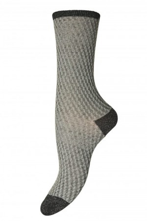Mp Denmark Lys Gråmønstret 'Ankle Vega' superwool sokk
