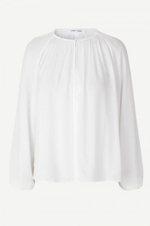 Samsøe Samsøe Offwhite 'Kaia Blouse' bluse med poseerm