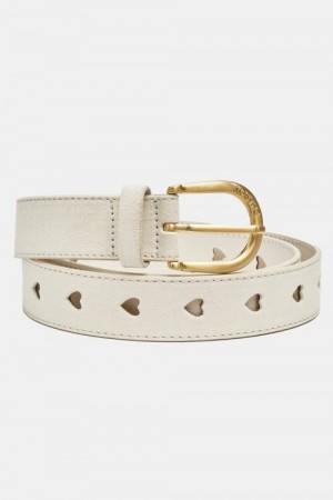 Fabienne Chapot Cream white 'Cut It Out Heart Belt' semsket hjerte-belte