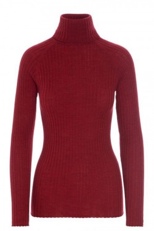 Katrin Uri rød 'Windsor ribbed polo' ullgenser