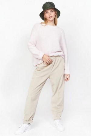 American Vintage Beige 'Pado137' cool avslappet cordbukse med strikk i liv
