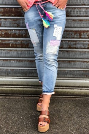 Cabana Living 'DY 606 blue patchwork' med dusk denim light blue jeans