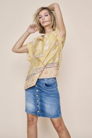 Mos Mosh Blue denim 'Vicky Decor Skirt' jeansskjørt med dekor på baklommer