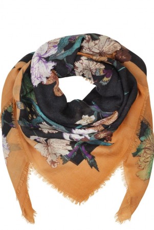 Becksöndergaard 'Rosea' ull/cashmere skjerf - gulrotmønstret