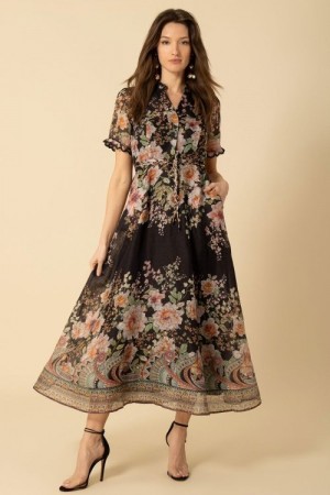 Hale Bob Sortmønstret Haley Organza long Dress