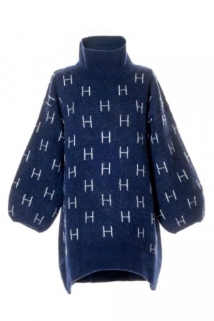 Hést Navy 'Fam long' oversized lang genser