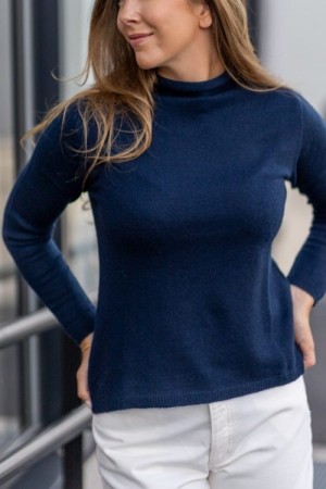 Amuse Navy 100% cashmere 'Martine' tynn genser med ledig turtleneck