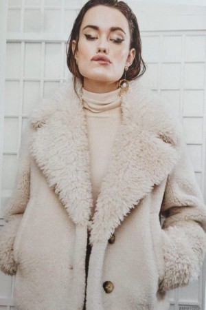 Beaumont Offwhite faux fur saueskinnjakke