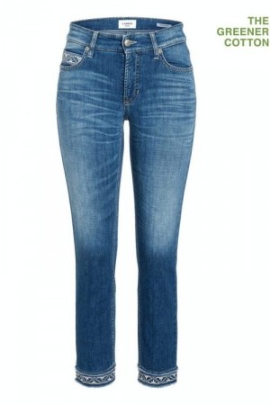 Cambio 'Paris Cropped' jeans med broderikant