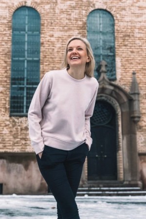 Samsøe Samsøe Dus rosa 'Apin O- Neck' collage genser