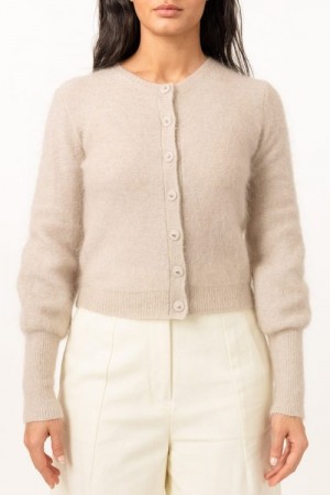 Cathrine Hammel Lys Beige 'Soft Petit Cardigan' i soft mohair