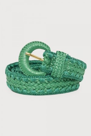 Fabienne Chapot Green Glow 'Raffia Belt' flettebelte