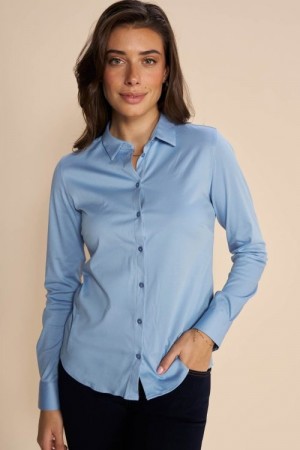 Mos Mosh Bel air blue 100% bomull 'Tina Jersey' myk jersey skjorte