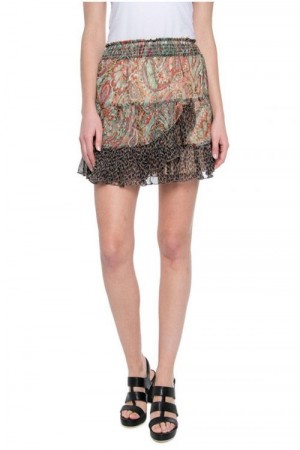 Alix The Label grønnmønstret paisley chiffon vippeskjørt