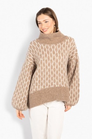 Hést Light brown melange mønstret 'Fam New Pattern' oversized genser