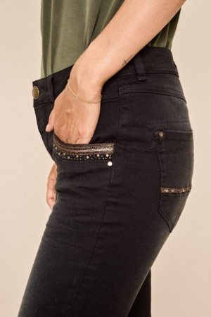 Mos Mosh Sort 'Naomi Mercury Jeans' med gullpaljett ved lommer