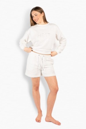Hést White alyssum bomull collage jersey 'Gabriela Shorts' sweatshorts