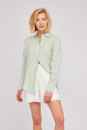 Ella&il Light green 'Livia Linen' klassisk linskjorte