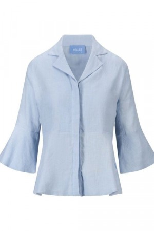 Ella&il Kentucky blue 'Guro Linen Shirt' linbluse med volanger
