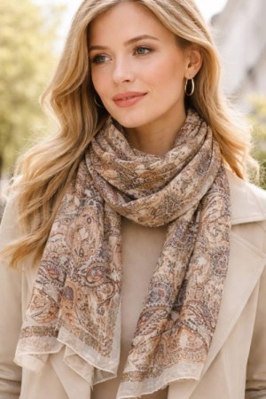 Endless Offwhitemønstret skjerf