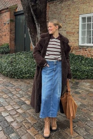 Mos Mosh Blue 'Janet Shane' a-skåret jeansskjørt