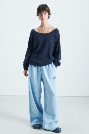 American Vintage Navy blue chine 'Dam225' ullmiks båthals-genser med utvendige sømmer