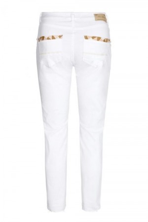 Mos Mosh Hvit 'Sumner Decor Pant' 5pockets med decor på lomme