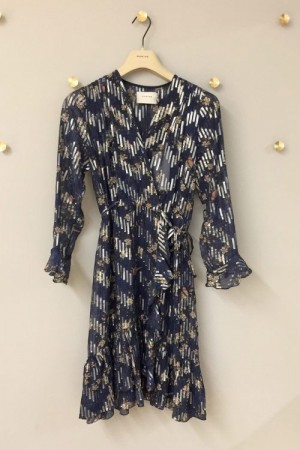 Munthe Indigoskimret 'Violin' silke/viskose med lurex kjole