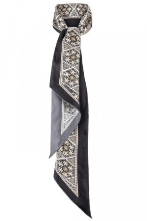 Framhus 'Joni Black Silk-Twill Scarf'