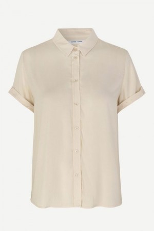 Samsøe Samsøe Warm White 'Majan Ss Shirt' viskose kortermet skjorte