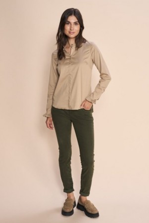 Mos Mosh Forest green 'Naomi Treasure Pant' med toniton pynt ved lomme