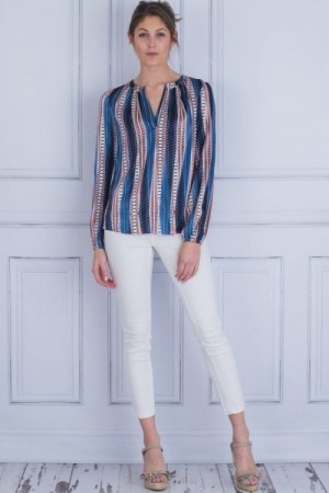 Dea Kudibal blåstripet 'Amalie Rows Blue' silkebluse