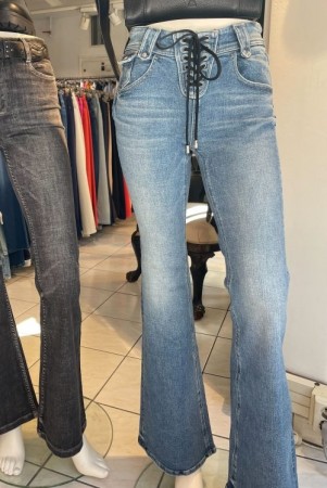 Miss Sixty Middle blue flare jeans med snøring