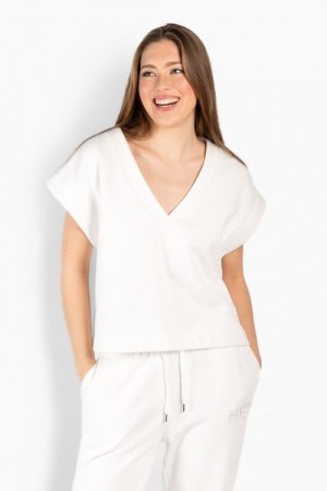 Hést White alyssum collage jersey 'Gabriela Top' v-topp